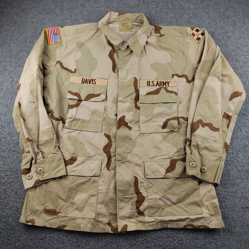 VTG 90s Military Jacket Mens Large Desert Camo Combat Coat Ripstop Patches